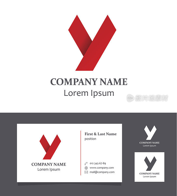 字母Y -设计元素与名片-插图
